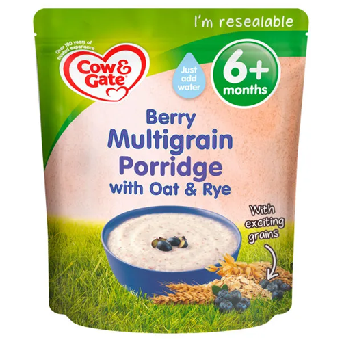 COW & GATE BERRY MULTIGRAIN PORRIDGE BABY CEREAL 6+ MONTHS 125G