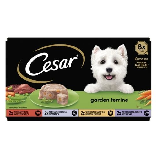 CESAR GARDEN TERRINE DOG FOOD TRAY MIXED IN LOAF 8PK 150G