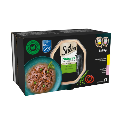 SHEBA NATURE’S COLLECTION CAT TRAYS MIXED SELECTION IN GRAVY 8PK 85G