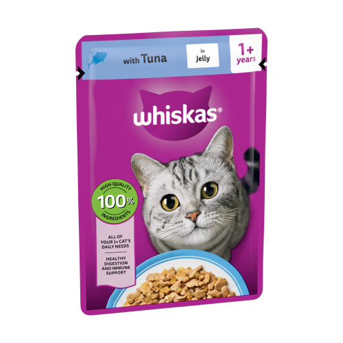 WHISKAS 1+ CAT POUCHES WITH TUNA IN JELLY 85G