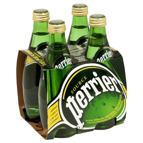 PERRIER SPARKLING NATURAL MINERAL WATER GLASS 4PK 330ML