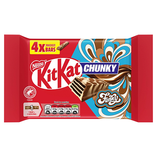 KITKAT CHUNKY FUNKY CHOCOLATE BAR 4PK 128G