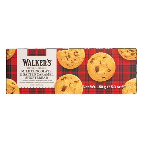 WALKERS SALTED CARAMEL & MILK CHOCOLATE CHUNK SHORTBREAD 150G