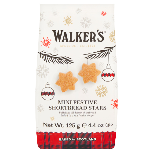 WALKERS MINI FESTIVE SHORTBREAD STARS 125G