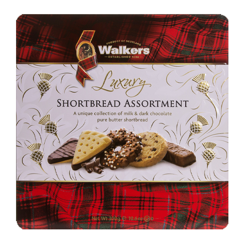 WALKERS TIN CHOCOLATE SHORTBREAD ASSORTMENT 300G