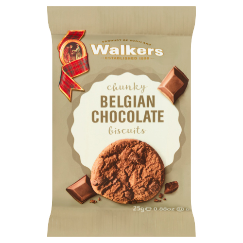 WALKERS BELGIAN CHOCOLATE CHIP BISCUITS 25G