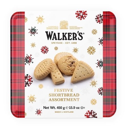 WALKERS FESTIVE SHORTBREAD ASSORTMENT TIN 450G