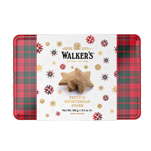 WALKERS FESTIVE SHORTBREAD STARS TIN 260G
