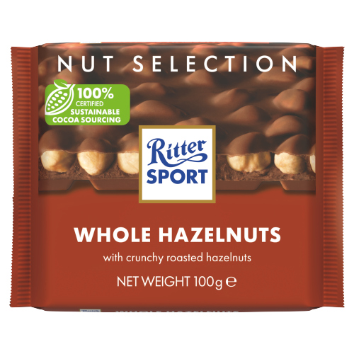 RITTER SPORT NUT SELECTION WHOLE HAZELNUTS 100G