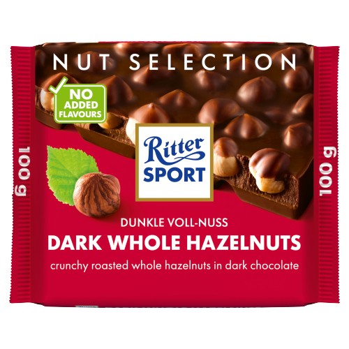 RITTER SPORT NUT SELECTION DARK WHOLE HAZELNUTS 100G