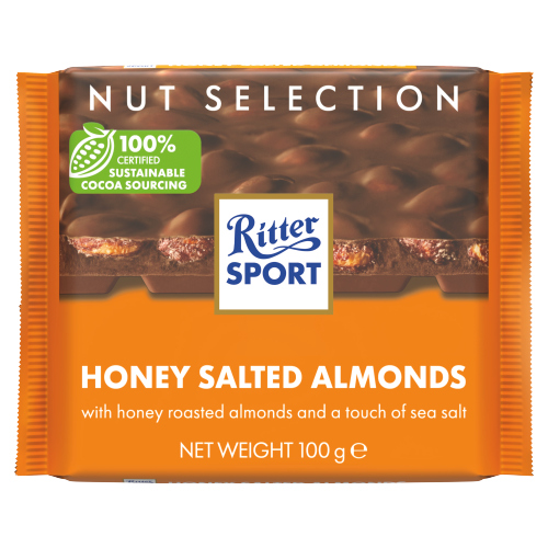 RITTER SPORT NUT SELECTION HONEY SALTED ALMONDS 100G