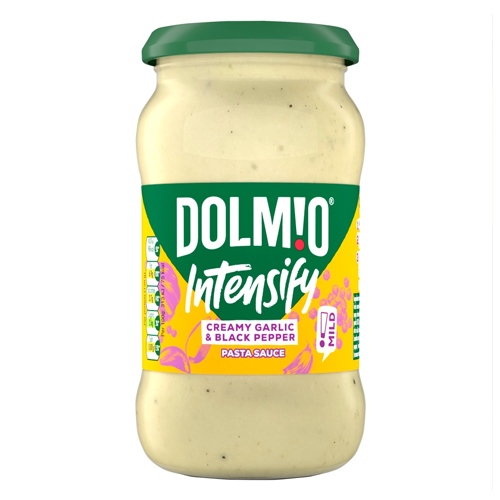 DOLMIO INTENSIFY CREAMY GARLIC & BLACK PEPPER SAUCE JAR 390G