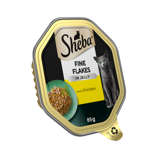 SHEBA FINE FLAKES ADULT CAT FOOD TRAY WITH CHICKEN IN JELLY 85G