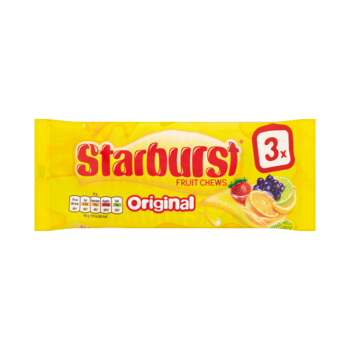 STARBURST ORIGINAL FRUIT CHEWS SWEETS 3PK 135G