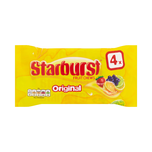 STARBURST ORIGINAL FRUIT CHEWS SWEETS 4PK 180G