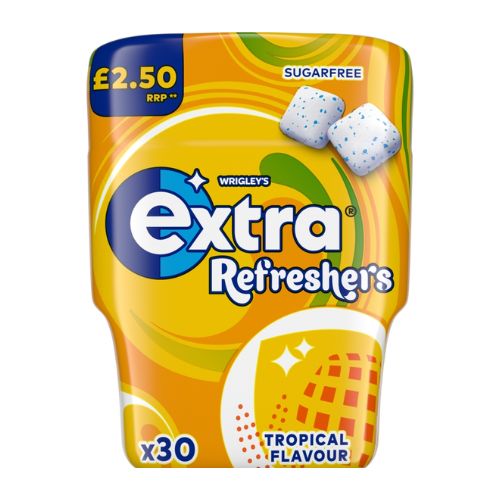 EXTRA REFRESHERS TROPICAL SUGARFREE BOTTLE PMP £2.50 30PC 67G