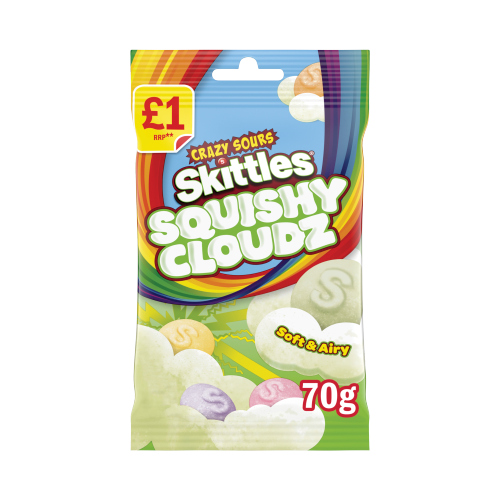 SKITTLES SOURS SWEETS SQUISHY CLOUDZ BAG PMP £1.00 70G