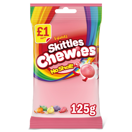 SKITTLES CHEWIES FRUITS SWEETS BAG PMP £1.00 125G