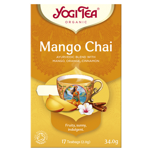 YOGI TEA ORGANIC MANGO CHAI, AURVEDIC BLEND WITH MANGO, ORANGE & CINNAMON 17S