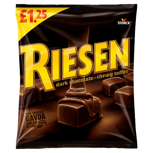 RIESEN DARK CHOCOLATE CHEWY TOFFEE PMP £1.25 110G