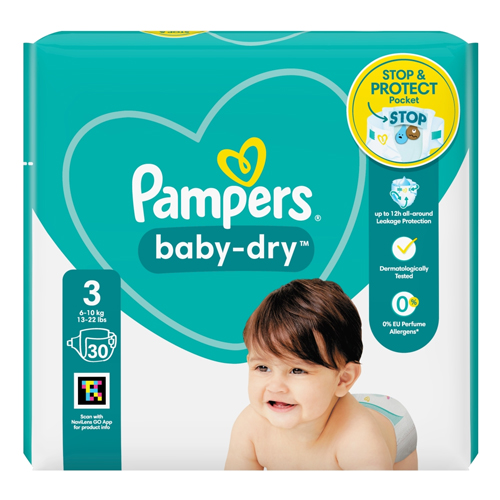 PAMPERS BABYDRY TAPED S3 CARRY PK 5KG-9KG 30PACK