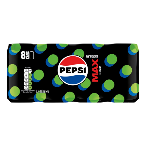 PEPSI MAX LIME CAN 8PK 330ML