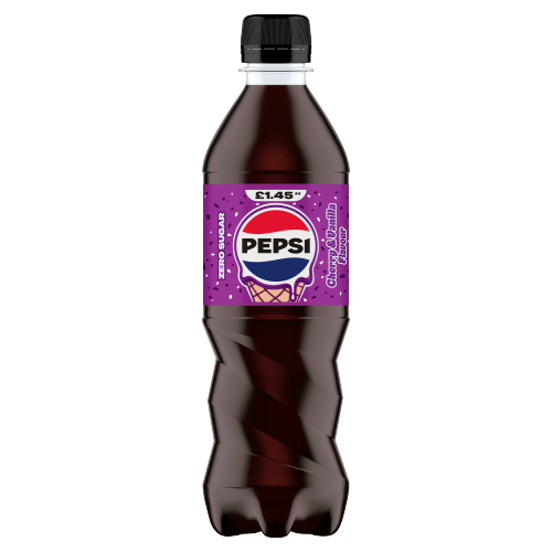 PEPSI ZERO SUGAR CHERRY & VANILLA PET PMP £1.45 500ML