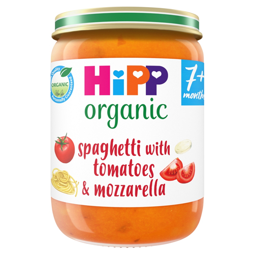HIPP ORGANIC SPAGHETTI WITH TOMATOES MOZZARELLA BABY FOOD JAR 7+ MONTHS 190G