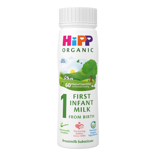 HIPP ORGANIC 1 FIRST INFANT BABY MILK READY TO FEED BOTTLE FROM BIRTH 200ML