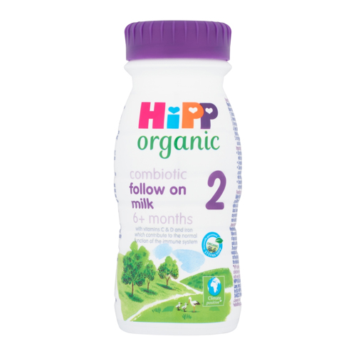 HIPP ORGANIC 2 FOLLOW ON BABY MILK READY TO FEED BOTTLE FROM 6 MONTHS 200ML