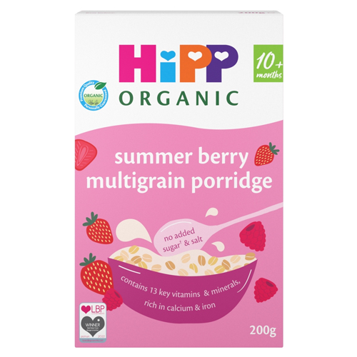 HIPP ORGANIC SUMMER BERRY MULTIGRAIN PORRIDGE 10+ MONTHS 200G