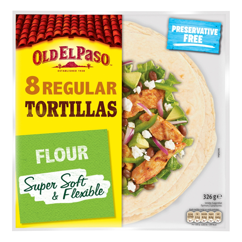 OLD EL PASO 8 REGULAR TORTILLAS FLOUR 326G