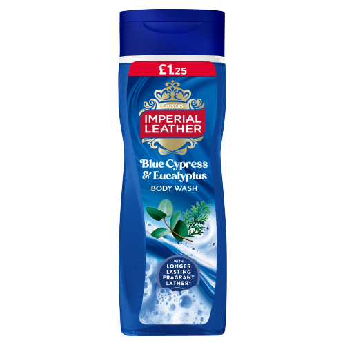 IMPERIAL LEATHER BODYWASH BLUE CYPRESS & EUC PMP £1.29 235ML