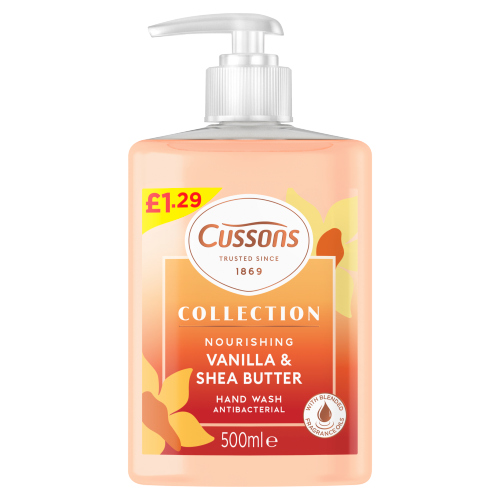 CUSSONS COLLECTION NOURISHING VANILLA & SHEA BUTTER HAND WASH PMP £1.29 500ML