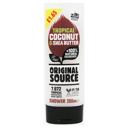 ORIGINAL SOURCE SHOWER COCONUT & SHEA PMP £1.65 250ML