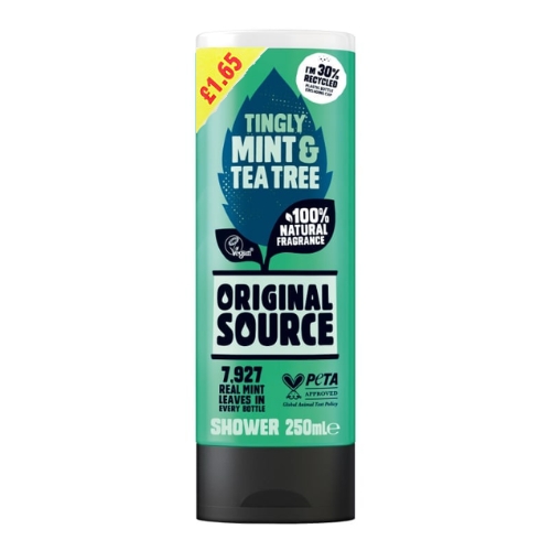 ORIGINAL SOURCE SHOWER MINT & TEA TREE PMP £1.65 250ML