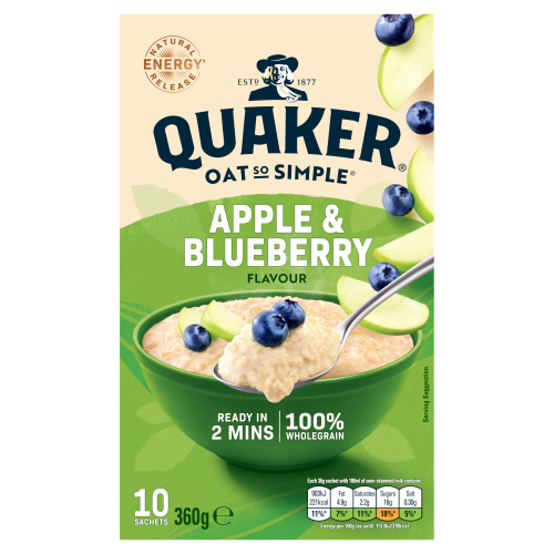 QUAKER OAT SO SIMPLE APPLE & BLUEBERRY PORRIDGE SACHETS 36G