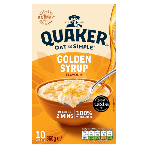 QUAKER OAT SO SIMPLE GOLDEN SYRUP PORRIDGE SACHETS 36G