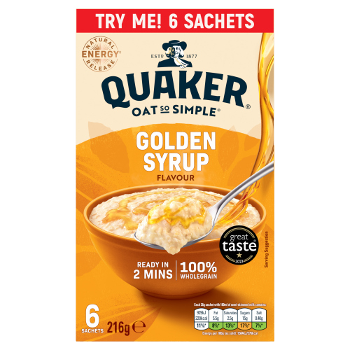 QUAKER OAT SO SIMPLE GOLDEN SYRUP PORRIDGE SACHETS 6PK