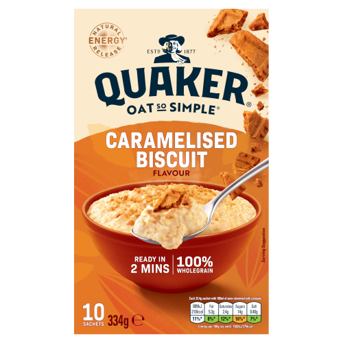 QUAKER OAT SO SIMPLE CARAMELISED BISCUIT PORRIDGE SACHETS 10X 33.4G