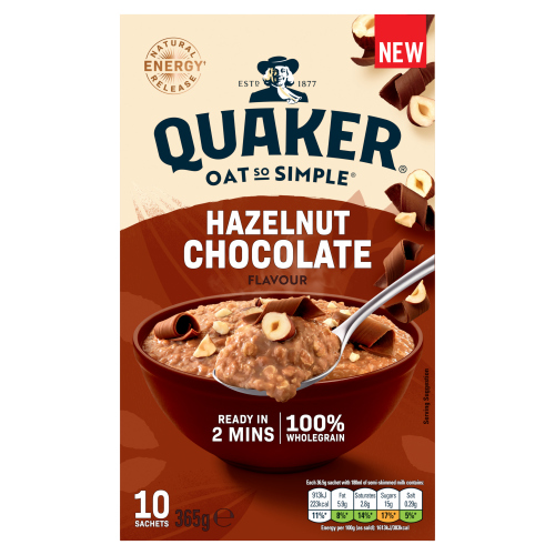 QUAKER OAT SO SIMPLE HAZELNUT CHOCOLATE SACHET 10PK