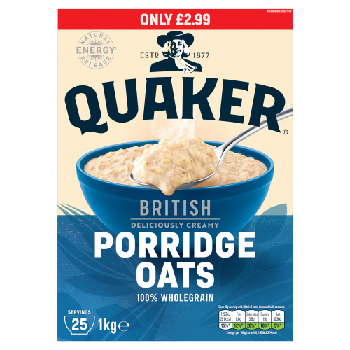 QUAKER ROLLED PORRIDGE OATS PMP £2.99 1KG