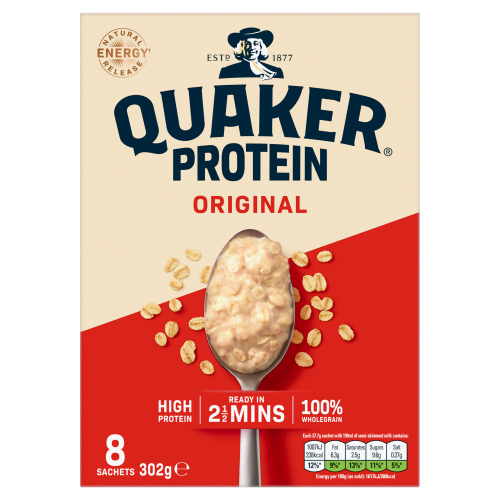 QUAKER OAT SO SIMPLE PROTEIN ORIGINAL PORRIDGE SACHETS 8PK 37.75G