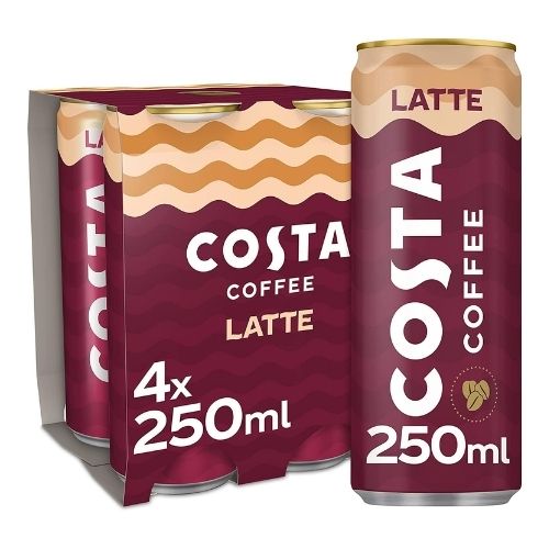 COSTA COFFEE LATTE CAN 4PK 250ML