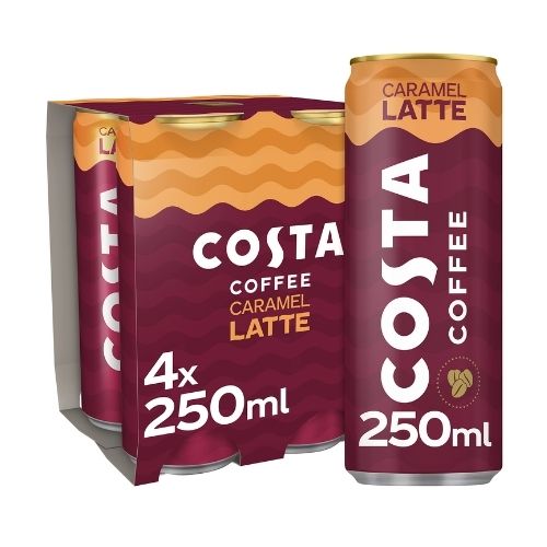 COSTA COFFEE CARAMEL LATTE CAN 4PK 250ML