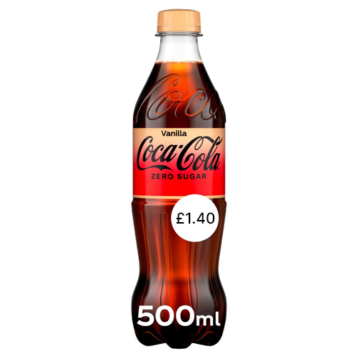 COKE ZERO SUGAR VANILLA PET PMP £1.40 500ML