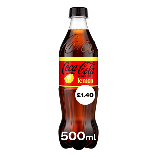 COKE ZERO SUGAR LEMON PET PMP £1.40 500ML