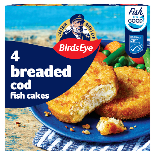 BIRDS EYE 4 BREADED COD FISH CAKES 198G