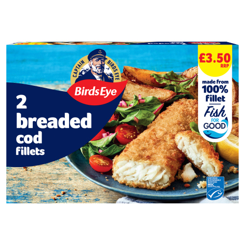 BIRDS EYE 2 BREADED COD FILLETS PMP £3.50 200G
