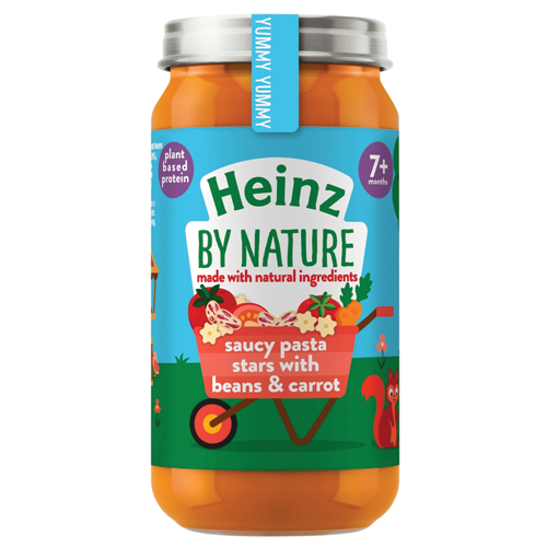 HEINZ BY NATURE SAUCY PASTA STARS WITH BEANS & CARROT  7+M 200G